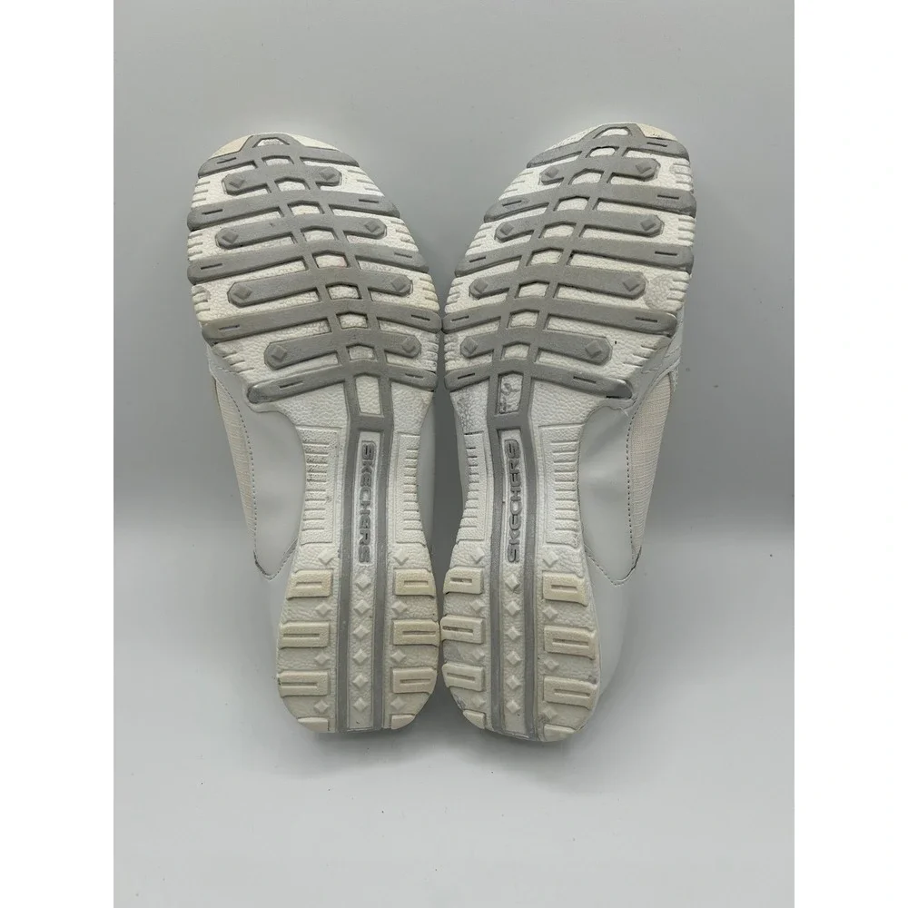 Skechers 22043 Women White Leather Textile Bungee Slip On Mule Sneakers Size 7.5